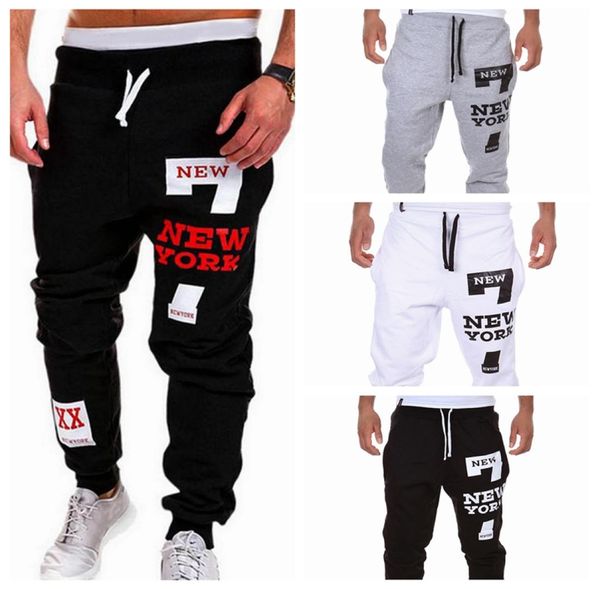 

heflashor men sweatpants joggers pant male loose casual cotton hip letter print trousers tracksuit streetwear fitness pants8511175, Black