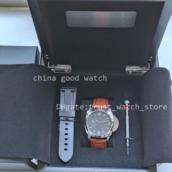 

factory sales watch of me 1950 classic real p 44mm black face brown strap 111 automatic movement fashion luminous wristwatch watches with or, Slivery;brown