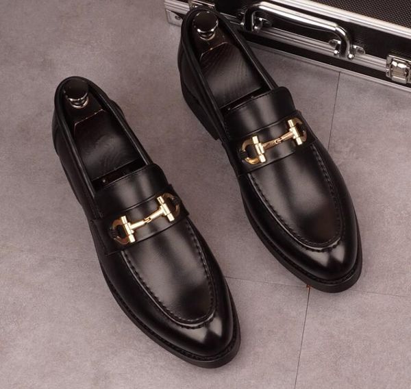 

men loafers luxurious designers shoes genuine leather black mens casual designer dress shoes slip on wedding shoe size:eu39-44