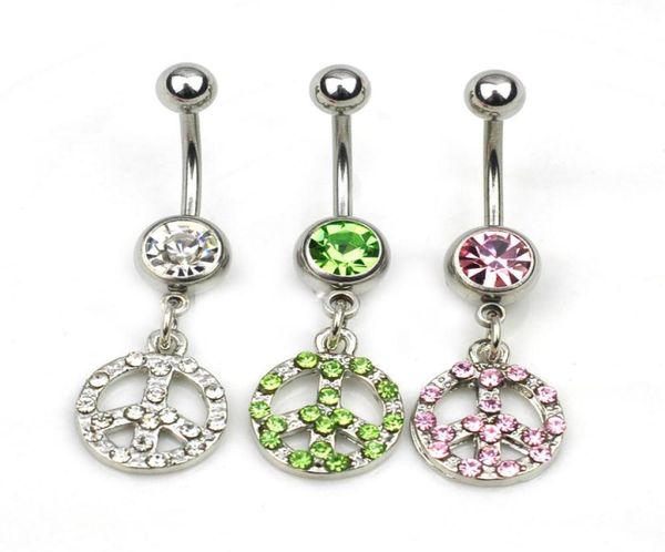 

d0213 peace belly navel button ring mix colors01234563146572, Silver