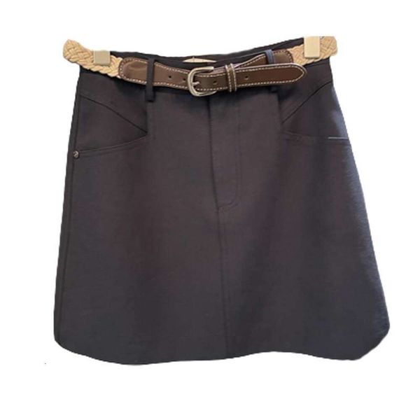 

summer skirt style fashionably pure color slimming belt all match half womens short, Black