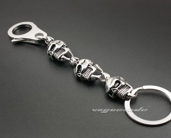

unique 316l stainless steel skull mens biker rocker punk keychain 5l018kc7108666, Slivery;golden