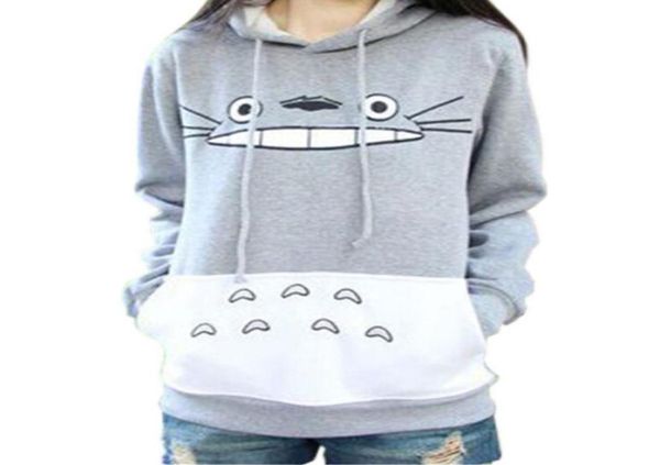 

totoro cartoon printed long sleeved sweater female hooded hoodies coat women cute hoodies7321038, Black