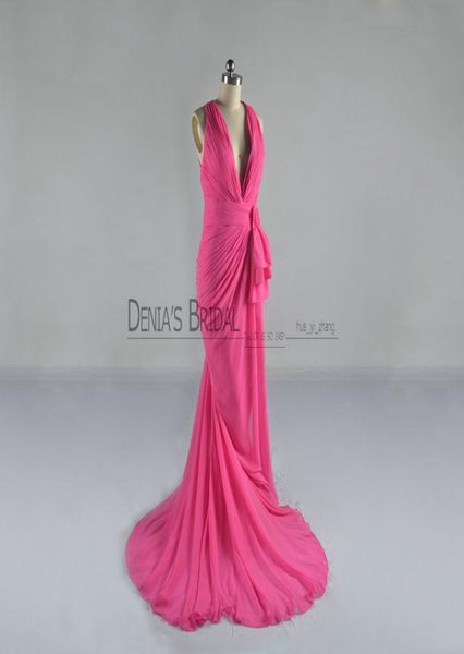 

2017 rosy sheath evening dresses with plunging v neck sleeveless sweep train back criss cross straps side split ruching bow party 4465006, Black;red