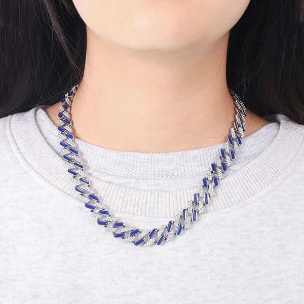 

designer cuban necklaces fashion starry blue couple necklaces ins hip hop accessories punk cuban necklaces, Silver
