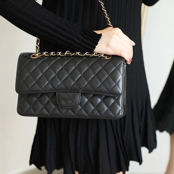 

10a original quality luxury goods shoulder bag designer bags 25cm woman caviar leather crossbody bags fashion high-end chain bagss181i