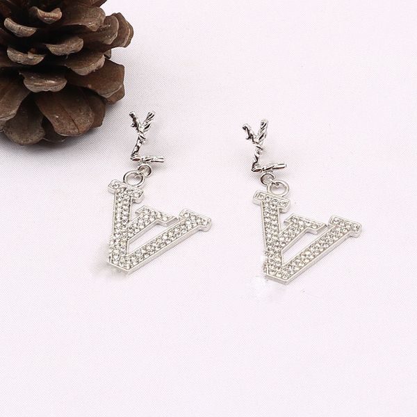 

8173 selling 18k gilded 925 silver luxury brand designer letter stud geometry famous female circular crystal diamond pearl earrings wedding, Golden;silver