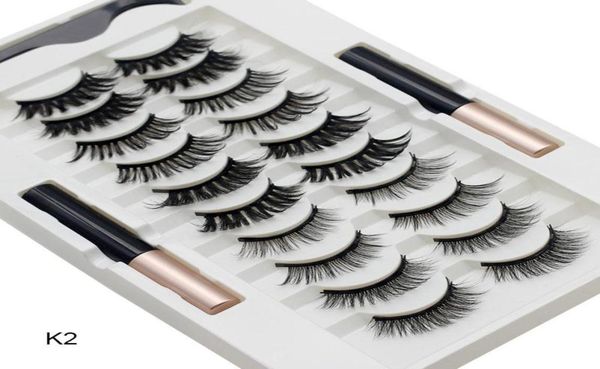 

10 pairs magnetic false eyelashes with eyeliner kit natural look glamnetic cosmetic eyelash quick dry thick and long makeup tool7103573