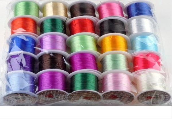 

25 roll elastic stretch cord thread spool for bracelets necklace jewelry making 12m5356175, White;red