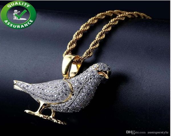 

hip hop bling chains jewelry men iced out pendant designer necklace diamond pigeon rapper chain luxury necklaces hiphop jewelry fa2846874, Silver