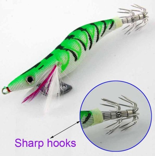 

10pcs fishing lure cuttlefish artificial bait wood shrimp with squid hook size 25 30 357566001