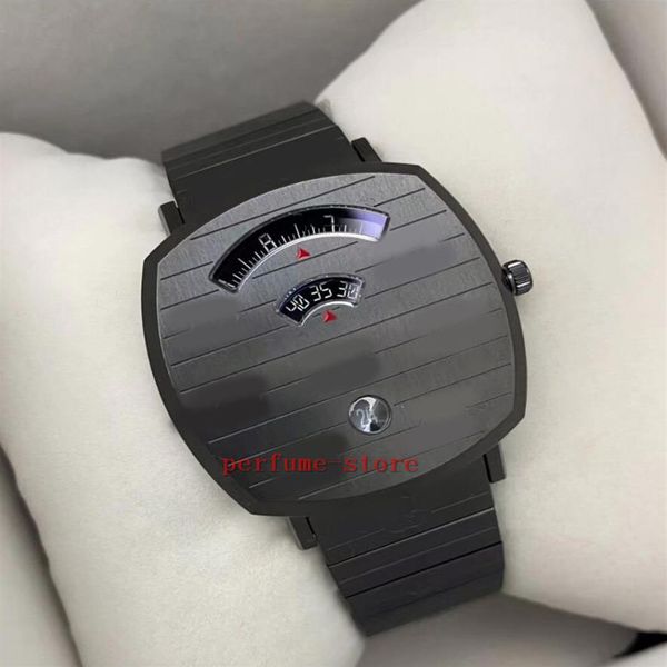 

brand watch grip 35mm quartz ss black dial g g-engraved women's watch ya157403251o, Slivery;brown