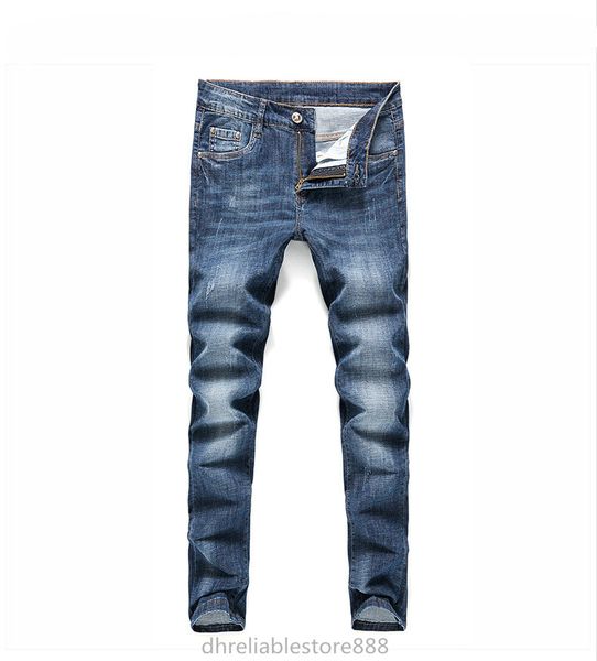 

fashion men's jeans spring trend slim fit elastic printing and dyeing vintage blue men's small feet jeans