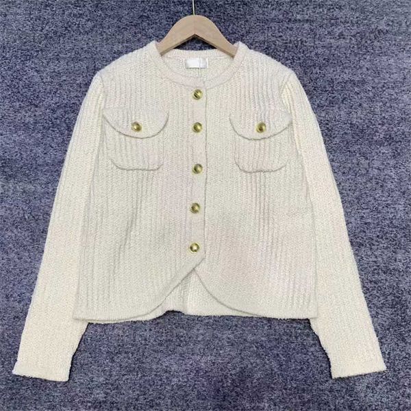 

designer cardigan sweaters womens jacket knit sweater fashion elegant long sleeve round neck double pockets knit coat designer cardigan swea, White;black