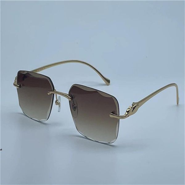 

sunglasses vintage 563591 men design frameless cut lenses square shape retro glasses uv400 eyewear gold light color lenses265o, White;black