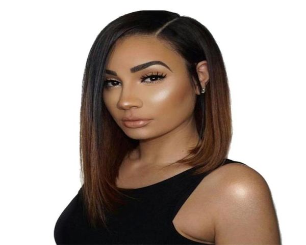 

full lace human hair wigs brazilian short human hair ombre color 1b4 straight lace front human hair wigs2703539, Black;brown