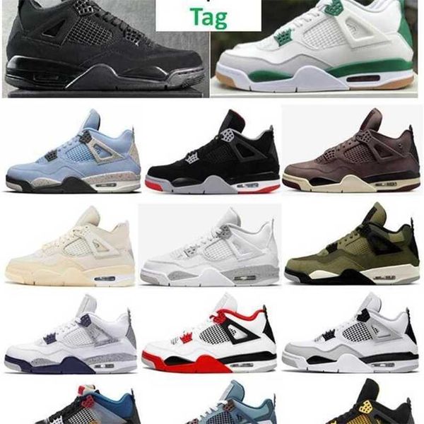 

men 4s basketball shoes bred pine green medium olive black cat sail thunder amm white oreo military black university blue fire red white cem