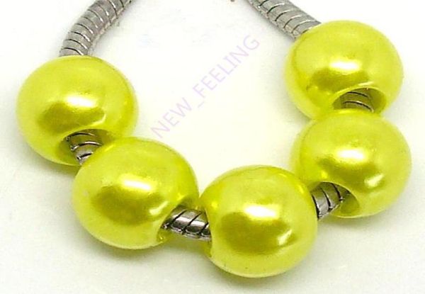 

200pcslot beautiful acrylic yellow pimitation pearl charms for jewelry making loose european big hole beads fit european bracelet7229395, Black