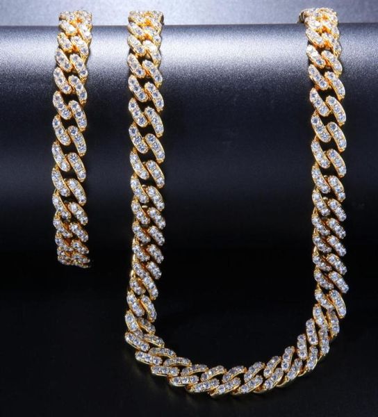 

gold silver color micro paved 8mm cz miami cuban chains necklaces bracelet hiphop mens iced cz fashion jewelry gift231h2449896