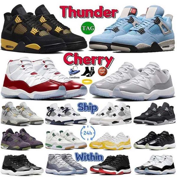 

4 jumpman 11 basketball shoes mens 4s red thunder university blue seafoam military black cat 11s cherry cement grey cool grey 72- pure vio