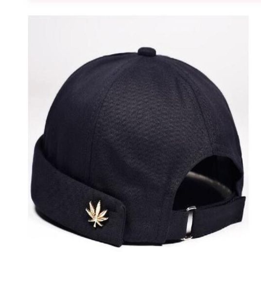 

men women skullcap beanies sailor cap leaf rivet embroidery warm rolled cuff bucket cap brimless hat solid color adjustable cotton2701602