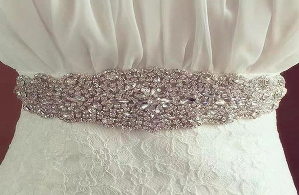 

2022 new sparkly crystals rhinestones wedding sashes luxury handmade bridal belt4742639, White