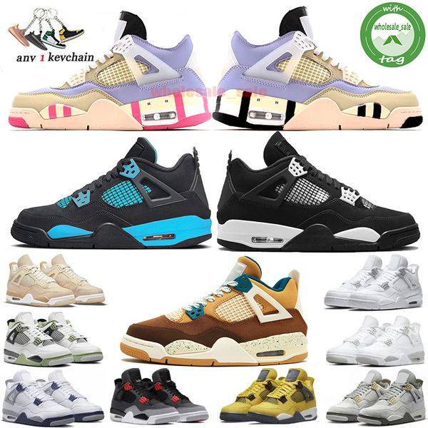 

designer 4 4s basketball shoes designer men women og unc black white blue oreo pink silver yellow red brown green bronze multi color mountai