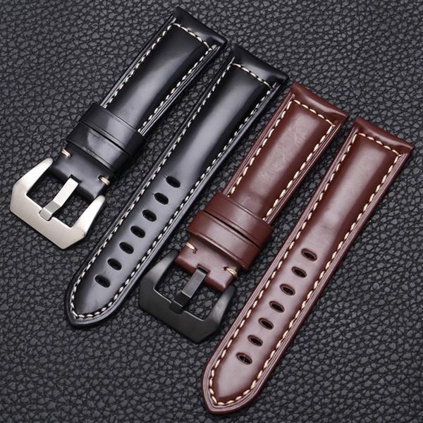 

band watch accessories 20 22 24 26mm cow leather strap bracelet with pin buckle for panerai pam 441 359 series chain254w, Black;brown