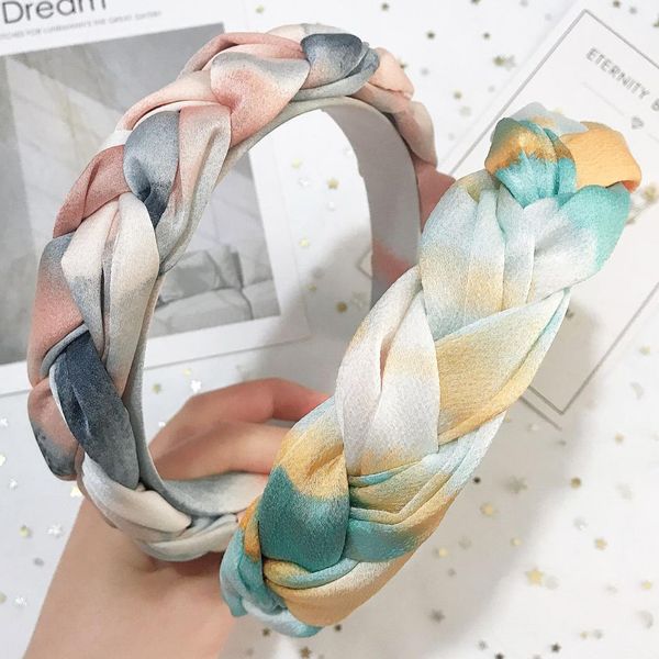 

tie dye hair accessories for women tiedye knotted braids elegant ladies hairband wide headband vintage boho hair band5149268, Silver