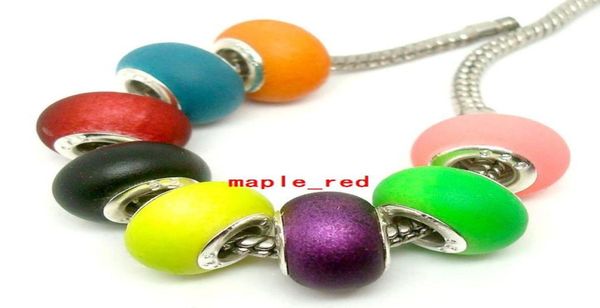 

100pcslot beautiful mixed round pure acrylic charms silver core loose european big hole beads for jewelry making low 4364074, Black