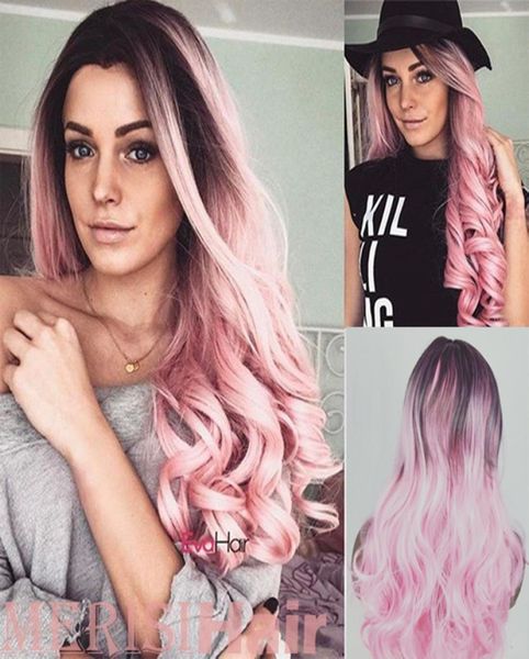 

curly wavy synthetic wig ombre color simulation human hair wigs hairpieces that look real for white and black women k096371015