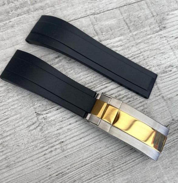 

rubber silicone watch band rx 111261 20mm soft black watch strap with silver clasp4561531, Black;brown