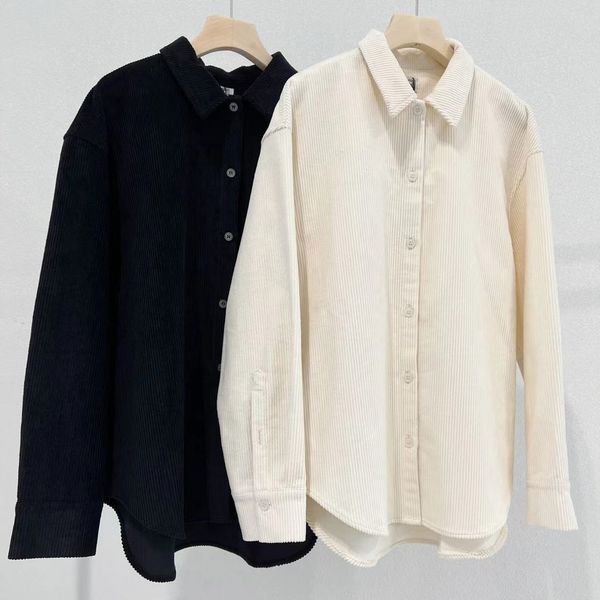 

toteme corduroy cotton single breasted versatile casual long sleeved shirt, White