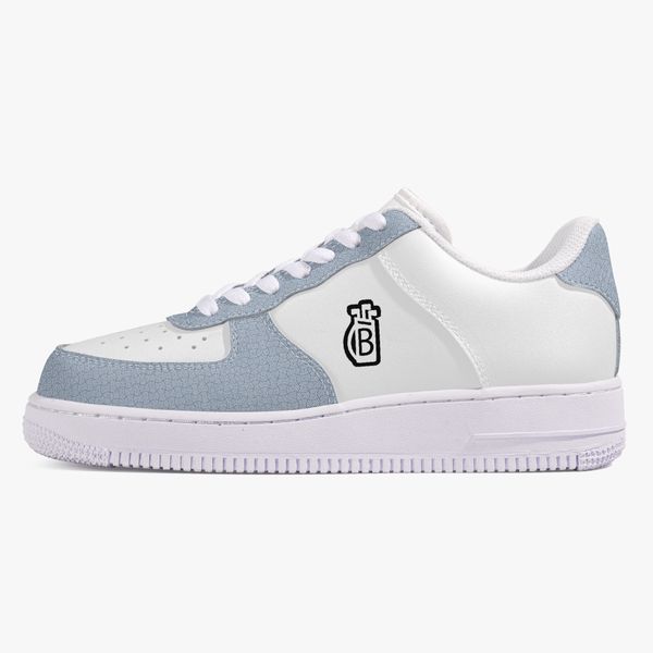 

customized shoes men's fashionable casual shoes diy women's shoes white sole, blue and white shoe body, black logo 35292