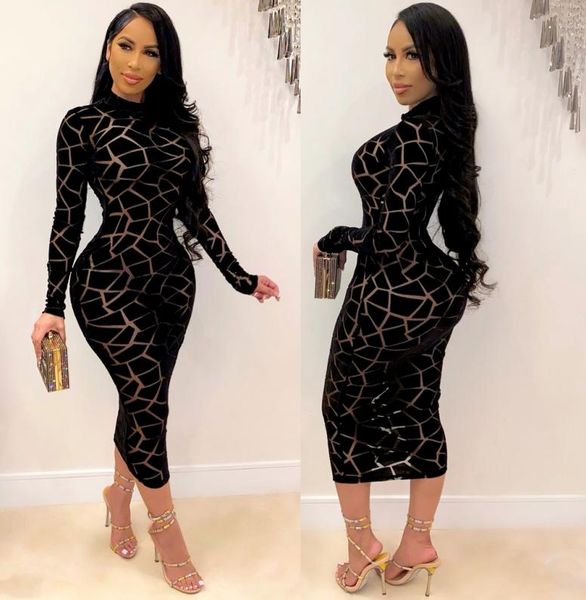 

black sheer mesh patchwork long sleeve sheath dresses for women spring clothes elegant bodycon night club party slim fit vestido7147833, Black;gray