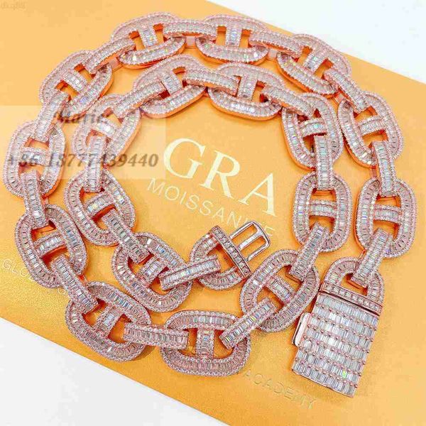 

bussdown s925 iced out cuban link vvs moissanite hip hop jewelry pass the diamond test diamond cuban link chain silver