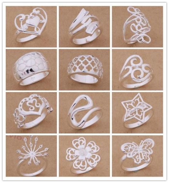 

mixed order 24pcslot 925 silver plated rings fashion jewelry party style christmas gift 7058960