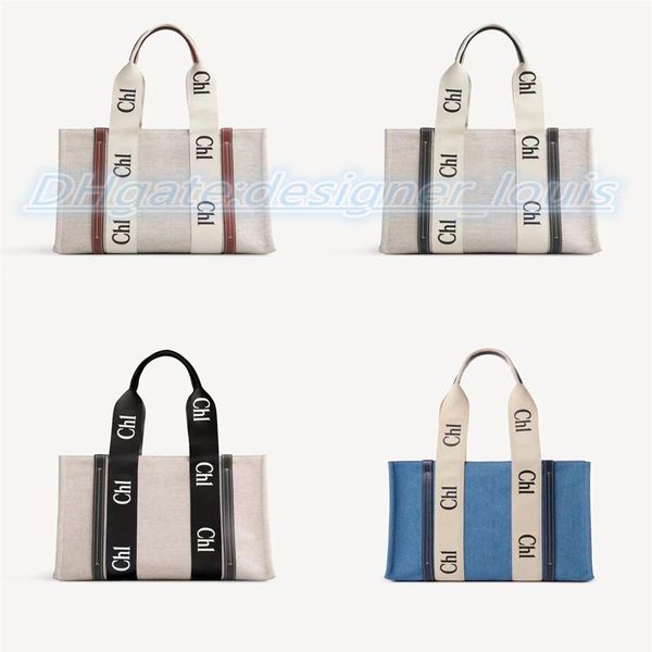 

7a quality designer tote woody beach bag women's men crossbody large nylon linen handbag luxury shopping bags fashion summer 218k