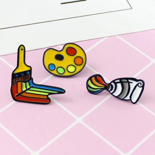 

palette paint pigment brush rainbow enamel decoration special pins cartoon lapel denim badge gift for kids5926966, Gray