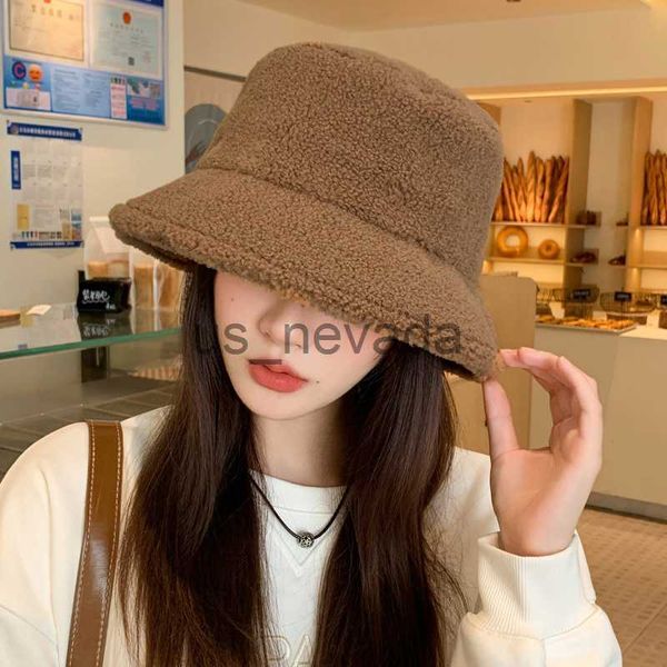 

beanieskull caps lamb hair hat autumn and winter plush versatile small and warm hat thickened fashionable basin hat female korean version fi, Blue;gray