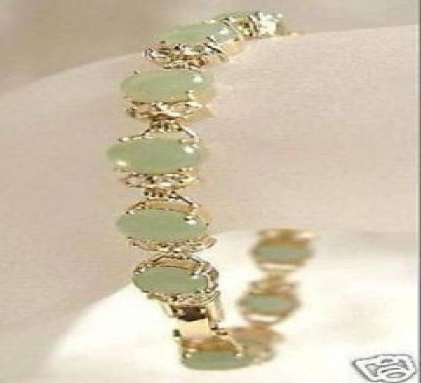 

whole 75039039 beauul llight green jade gold plated bracelet36518219917063, Black