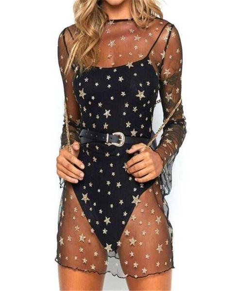 

casual dresses women dress fashion boho festival mesh transparent see though long sleeve black cover up mini ladies3986156, Black;gray