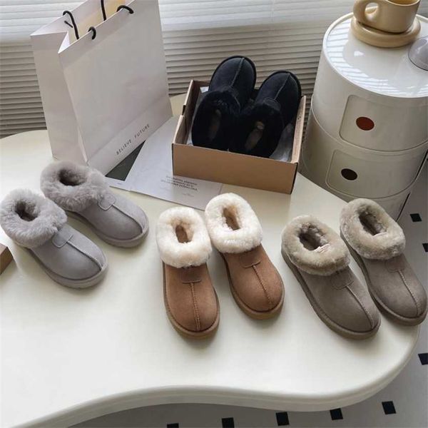 

designers snow boots australian women tazz boot ankle booties chestnut winter fur furry plush warm casual shoes lady men sheepskin wool snea, Black