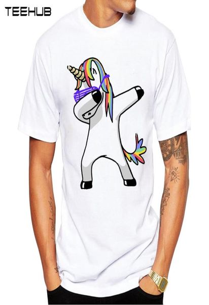

summer fashion dabbing pug t shirt men funny t shirts dabbing unicorn cat zebra panda hip hop tee9355440, White;black