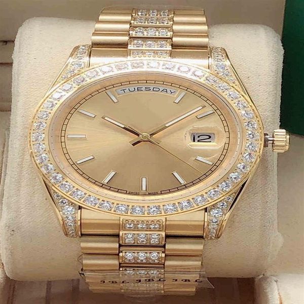 

2023 fashion watches 41mm sapphire mirror double date watch waterproof watch stainless steel middle row strap diamond ring gif2638, Slivery;golden
