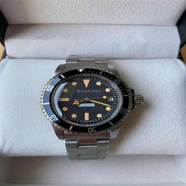 

vintage man watch date clock mechanical automatic movement stainless steel watches 40mm black face hardlex glass retr351q, Slivery;brown