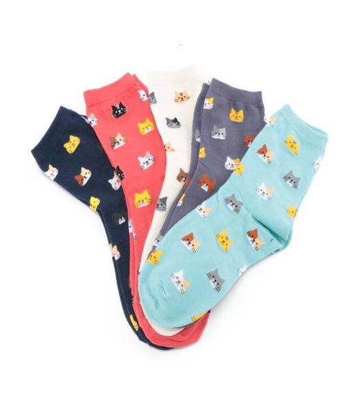 

2019 spring beef new sock animal cartoon cat pretty for cotton 5 color socks lovely women2763135, Black;white
