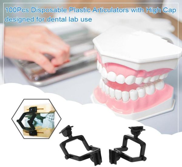 

100pcs disposable plastic articulators with high cap dental lab use black4948283