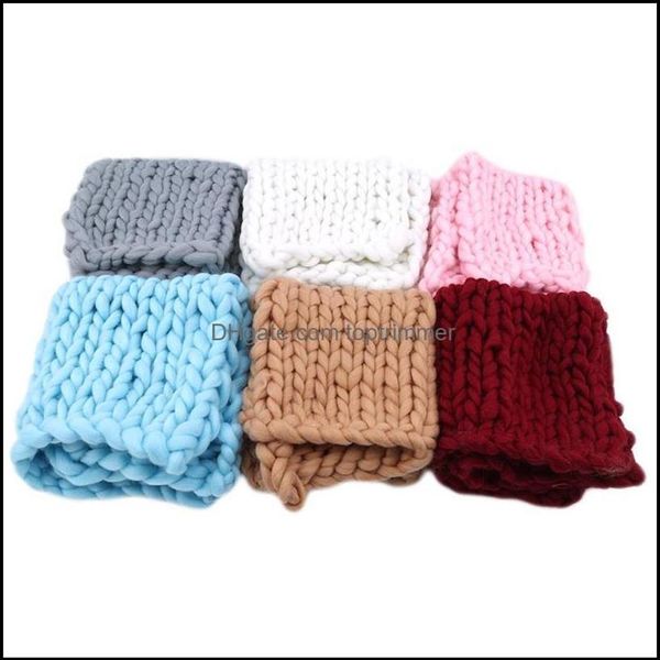 

blankets swaddling nursery bedding baby kids maternity arrivals knitted wool crochet baby blanket born pography props chunky knit 256b