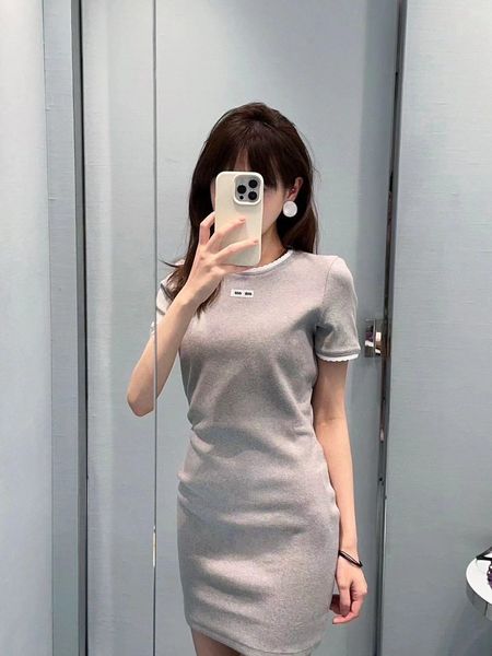 

spring summer fashion lady round neck short sleeve knit dress patch letters solid tight sheath pencil slim dress, Black;gray